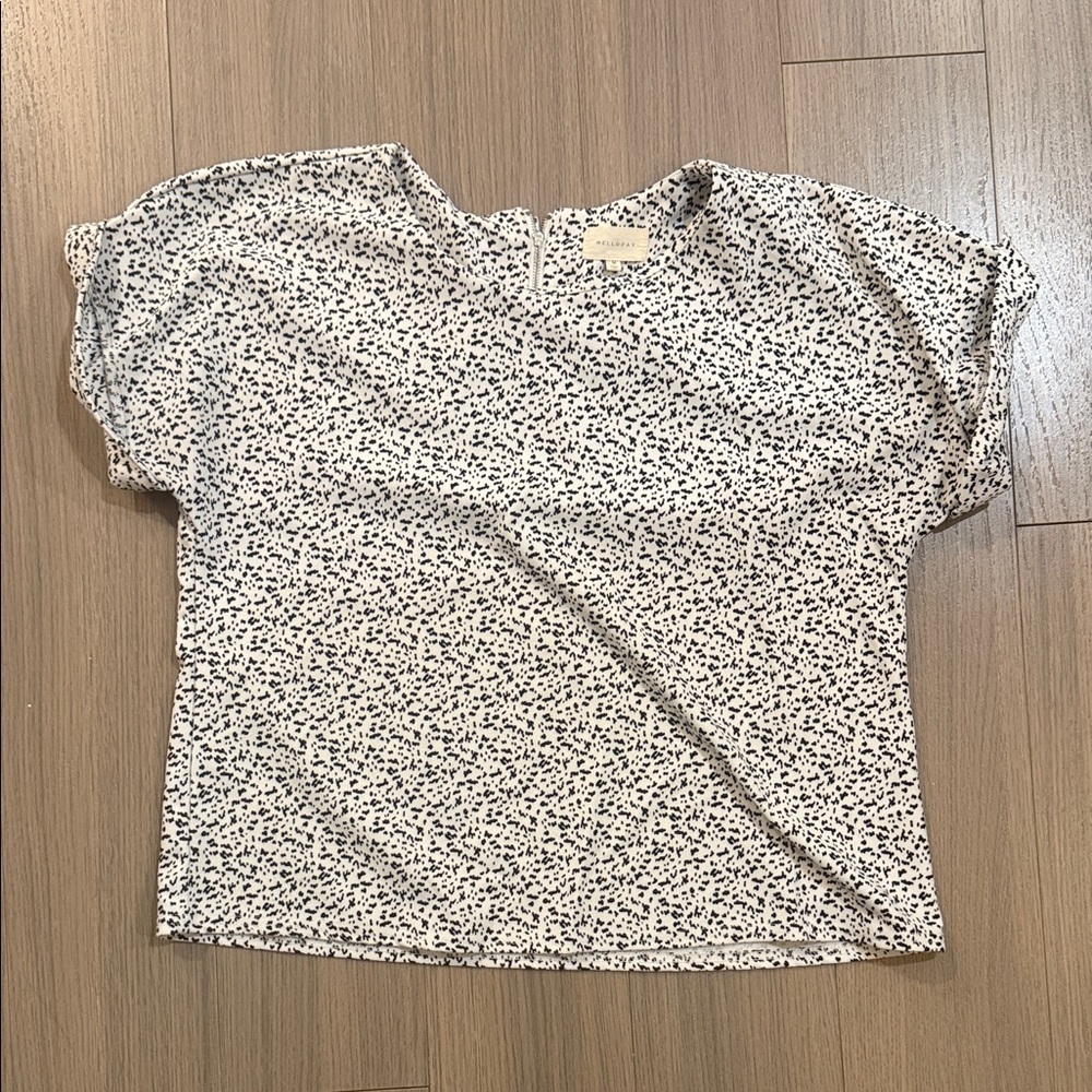 MELLODAY Black and White Speckled Blouse
